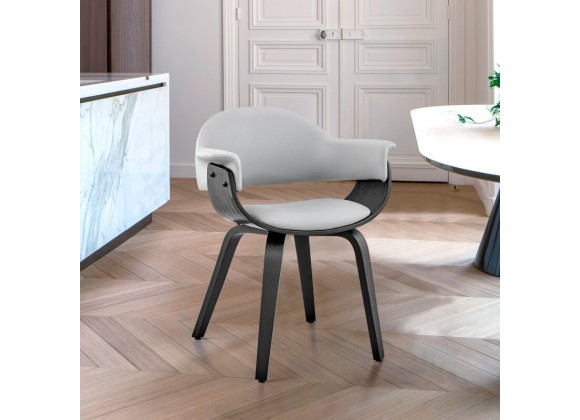 Armen Living Adalyn Gray Faux Leather and Black Wood Dining Room Accent Chair