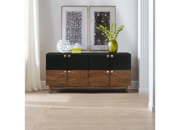 Armen Living Amigo Black Veneer and Walnut Wood Buffet