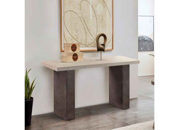 Armen Living Abbey Concrete and Grey Oak Wood Console Table