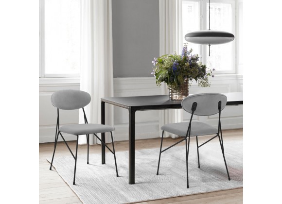 Armen Living Alice Gray Velvet and Metal Dining Room Chairs