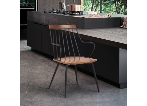 Armen Living Alcott Contemporary Walnut and Metal Dining Room Chair
