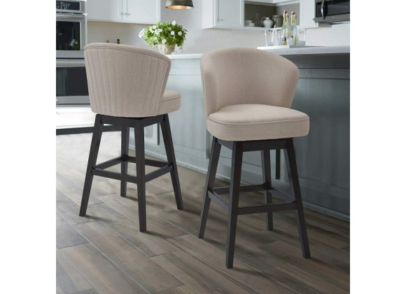 Brandy 30" Counter Height Wood Swivel Barstool in Espresso Finish with Tan Fabric