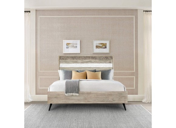 Armen Living Bridges Platform Bed in Two Tone Acacia Wood In Gray