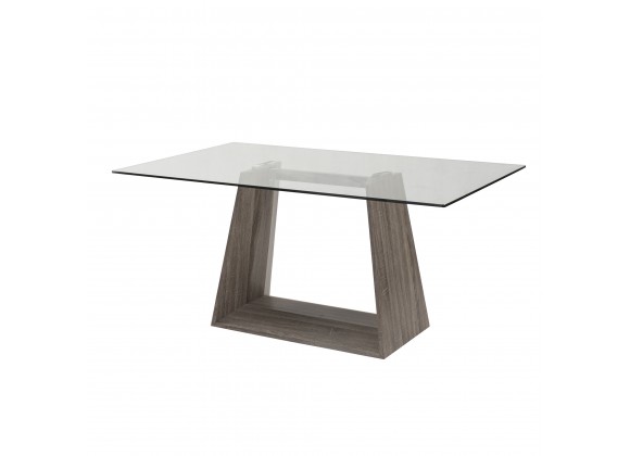 Bravo Contemporary Dining Table In Dark Sonoma Base With Clear Glass 