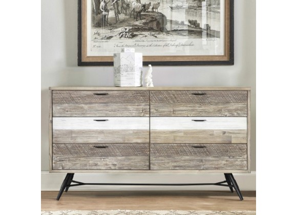 Armen Living Bridges 6 Drawer Dresser in Two Tone Acacia Wood