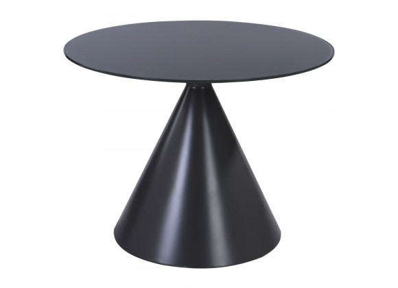 Brittany Contemporary Dining Table in Grey Matte Finish and Grey Glass Top - Angled
