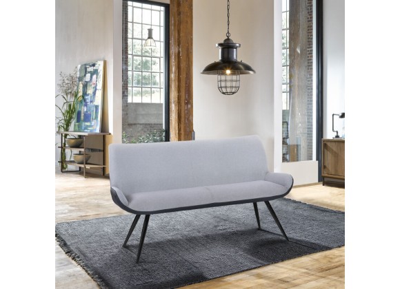 Coronado Contemporary Bench in Brushed Gray Powder Coated Finish and Gray Fabric