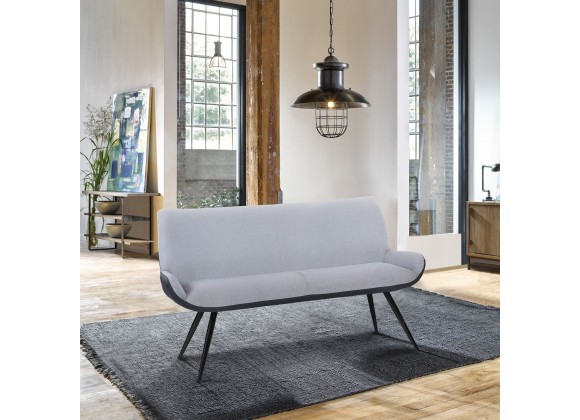 Armen Living Coronado Contemporary Bench in Brushed Gray Powder Coated Finish and Gray Fabric - Lifestyle
