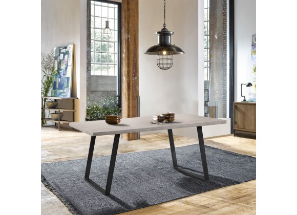 Armen Living Coronado Contemporary Dining Table In Gray Powder Coated Finish With Cement Gray Top 