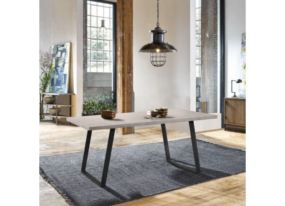 Armen Living Coronado Contemporary Dining Table in Grey Powder Coated Finish with Cement Gray Top - Lifestyle