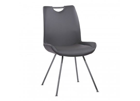 Coronado Contemporary Dining Chair in Grey Powder Coated Finish and Grey Faux Leather