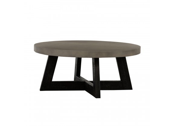 Chester Modern Concrete and Acacia Round Coffee Table