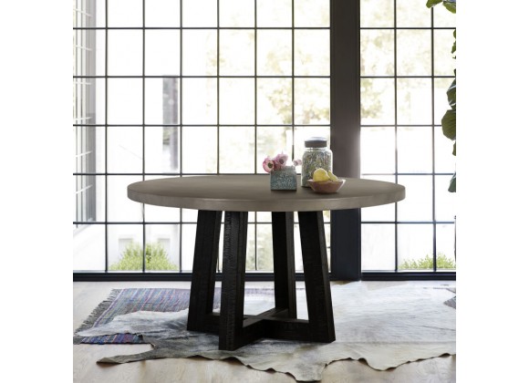 Armen Living Chester Modern Concrete And Acacia Round Dining Table In Medium Gray Concrete
