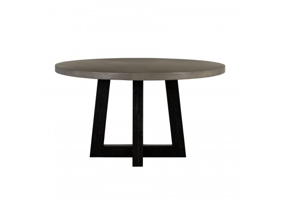 Chester Modern Concrete and Acacia Round Dining Table - Front