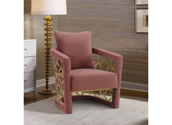 Armen Living Corelli Blush Fabric Upholstered Accent Chair With Brushed Gold Legs