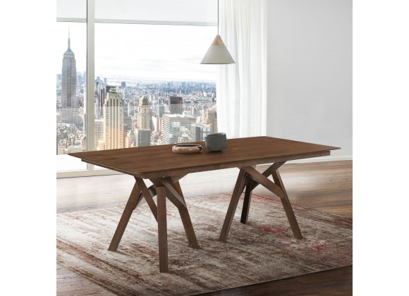 Cortina 79" Mid-Century Modern White Wood Dining Table with Walnut Legs