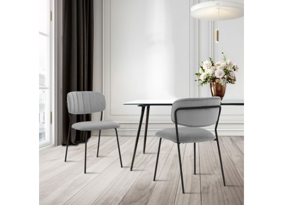Armen Living Carlo Gray Velvet And Metal Dining Room Chairs - Set of 2