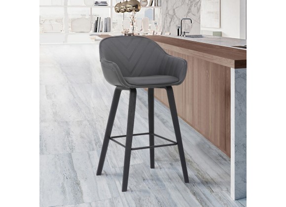 Armen Living Crimson Faux Leather And Wood Bar And Counter Height Stool In Gray