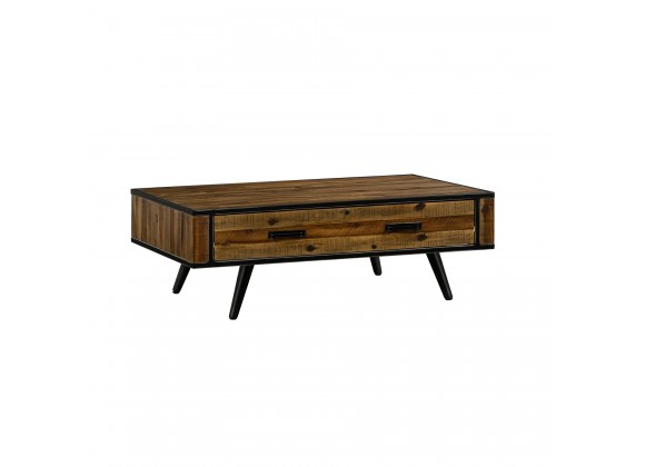 Cusco Rustic Acacia Coffee Table with Drawer - Angled