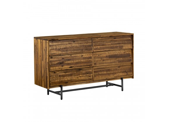 Cusco Rustic Acacia 6 Drawer Dresser - Angled