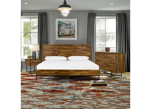 Armen Living Cusco Rustic Acacia Platform King or Queen Bed In Antique Acacia