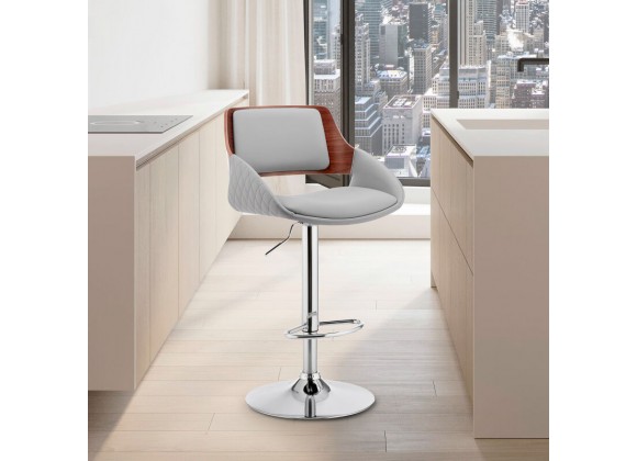 Armen Living Colby Adjustable Faux Leather And Chrome Finish Bar Stool