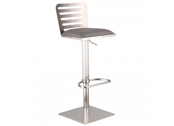 Delmar Adjustable Brushed Stainless Steel Barstool - Grey