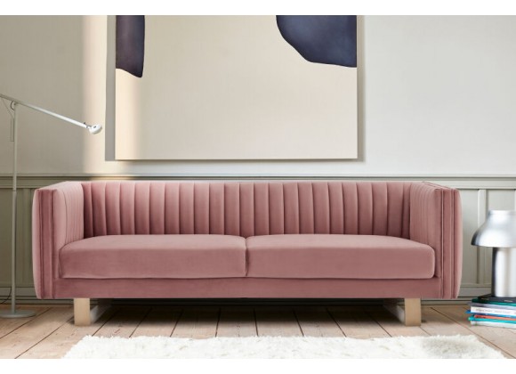 Armen Living Delilah 86" Blush Velvet Square Arm Sofa with Gold Legs