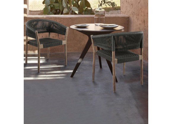 Doris Indoor Outdoor Dining Chair in Light Eucalyptus Wood with Charcoal Rope - Set of 2