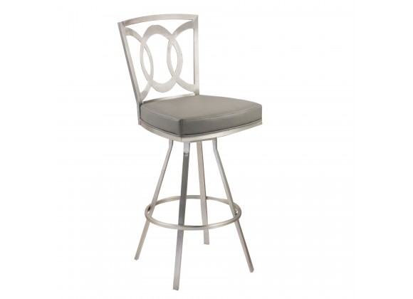 Drake 26" Contemporary Swivel Barstool In Gray and Stainless Steel 