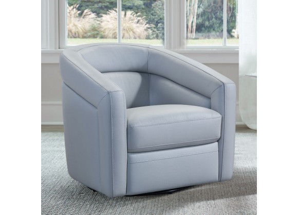 Armen Living  Desi Contemporary Swivel Accent Chair in Grey Genuine Leather 