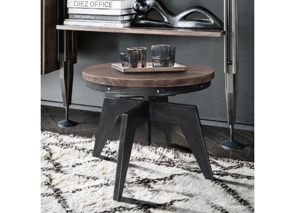 Armen Living Dayton Industrial Coffee Table in Industrial Gray and Pine Wood Top