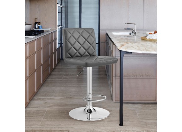 Armen Living Duval Adjustable Gray Faux Leather and Charcoal Swivel Barstool