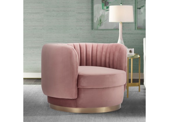 Davy Blush Velvet Swivel Accent Chair with Gold Base