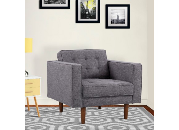 Armen Living Element Mid-Century Modern Chair in Dark Gray Linen and Walnut Legs