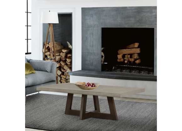 Armen Living Elodie Gray Concrete and Dark Gray Oak Rectangle Coffee Table