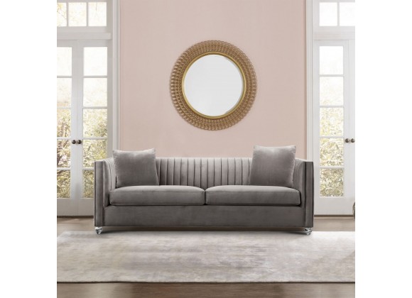 Emperor Contemporary Sofa with Acrylic Finish And Beige Fabric and Pillows  - Lifestyle