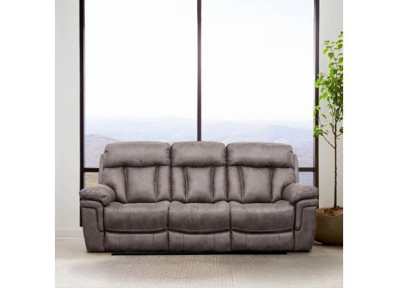 Armen Living Estelle Power Reclining Sofa in Gunmetal Fabric