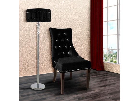 Armen Living Carlyle Tufted Velvet Side Chair with Nailhead Trim in Black