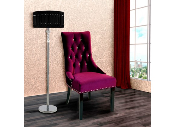 Armen Living Carlyle Tufted Velvet Side Chair with Nailhead Trim in Purple