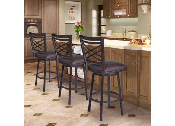 Armen Living Fargo Barstool in Auburn Bay finish with Brown Pu upholstery Set