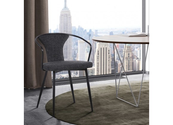 Armen Living Francis Contemporary Dining Chair In Black Powder Coated Finish And Black Fabric