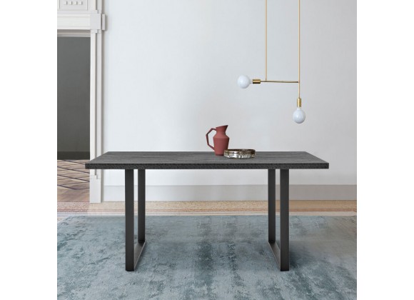 Armen Living Fenton Dining Table With Charcoal / Gray Top And Black Base