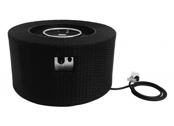 Moon Outdoor Patio Wicker Fire Pit in Black with Nature Texture Finish - Front