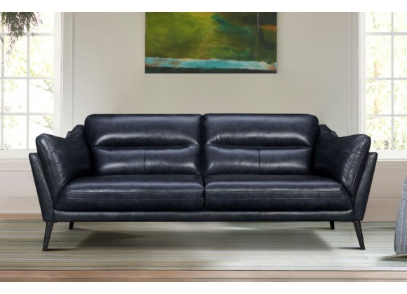 Armen Living Franz 87" Modern Blue Genuine Leather Sofa