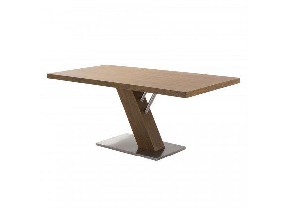 Fusion Contemporary Dining Table In Walnut Wood Top and Stainless Steel