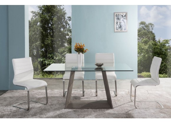 Fusion Contemporary Side Chair In White and Stainless Steel - Set of 2 01