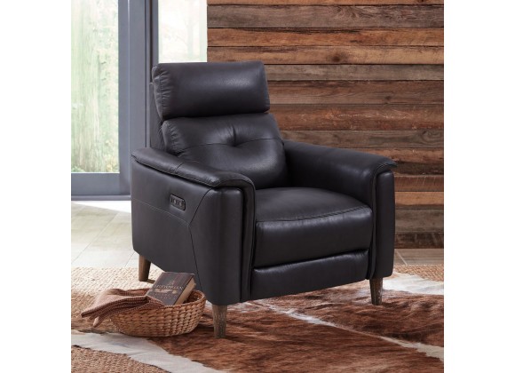 Gala Contemporary Chair in Brown Wood Finish and Pewter Genuine Leather - Lifestyle