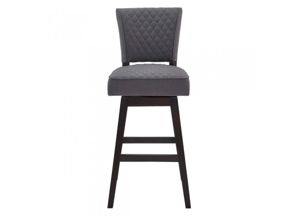 Armen Living Gia 30" Bar Height Swivel Grey Fabric and Espresso Wood Bar Stool Front