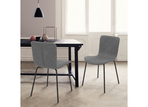 Gillian Modern Dark Gray Faux Leather and Metal Dining Room Chairs - Set of 2